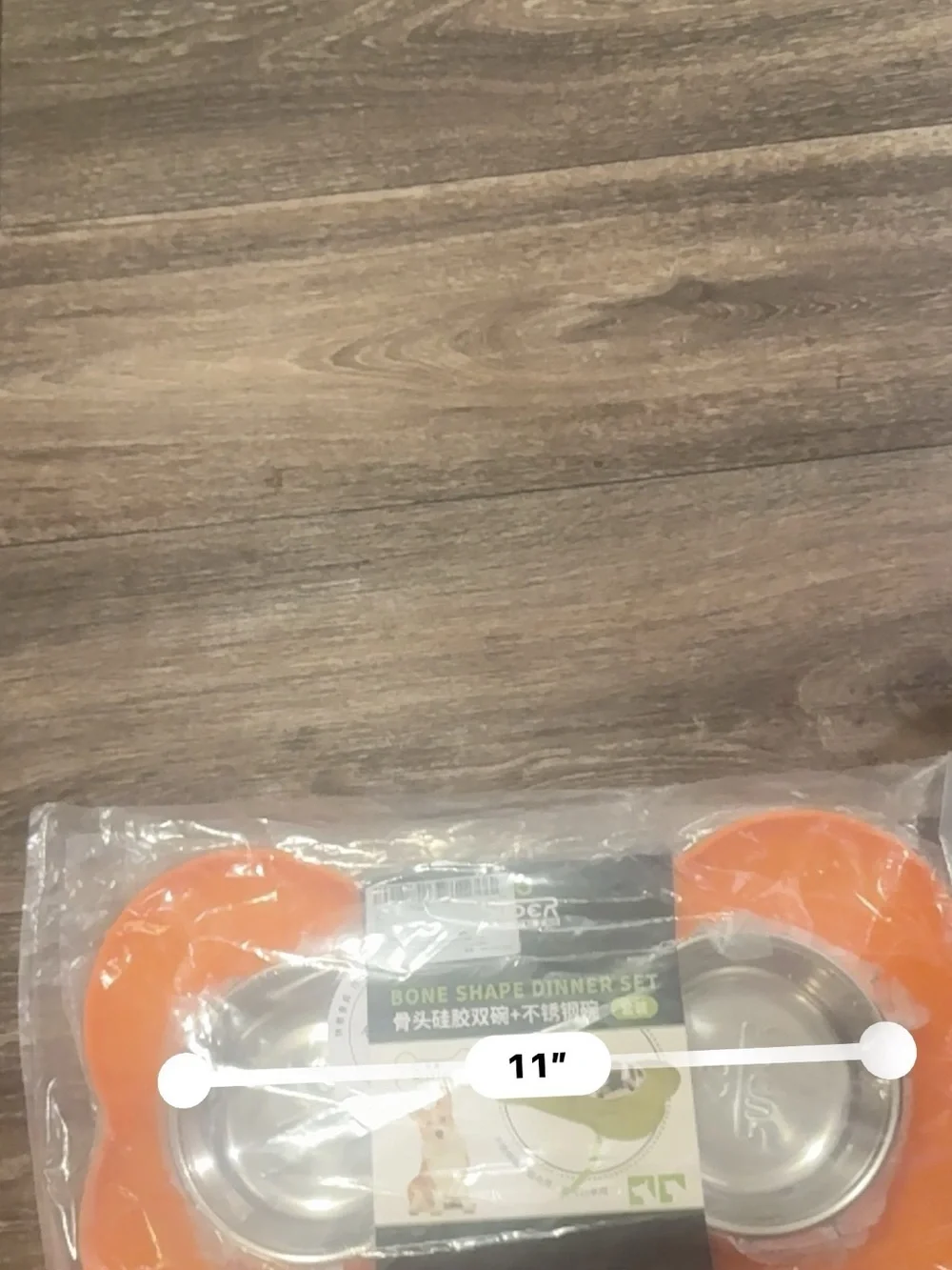 Orange Bone Shape Dual Pet Feeding Bowl Set